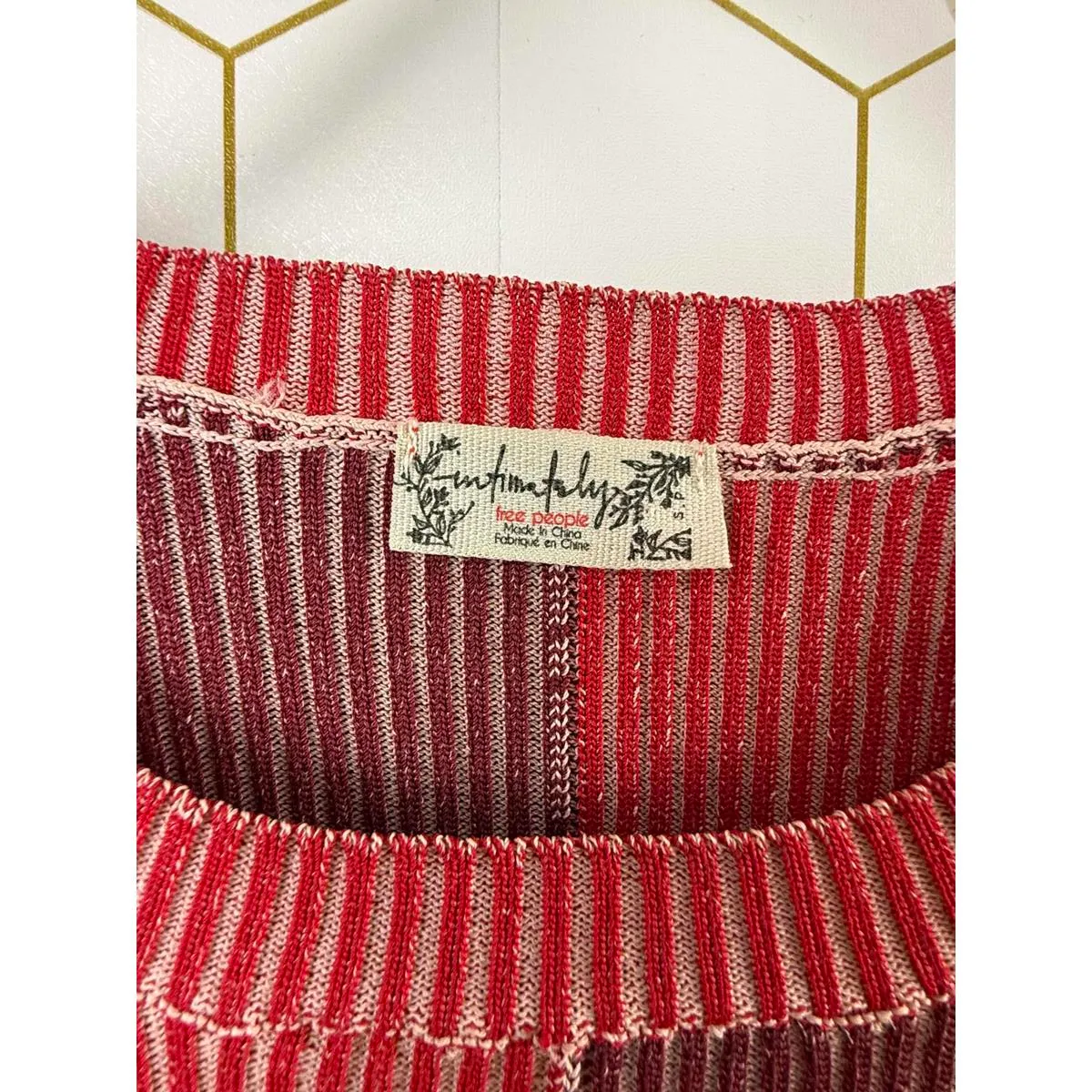 Free People Intimately Red Colorblock Bodycon Sweater Bodysuit - Size - Small - Image 4