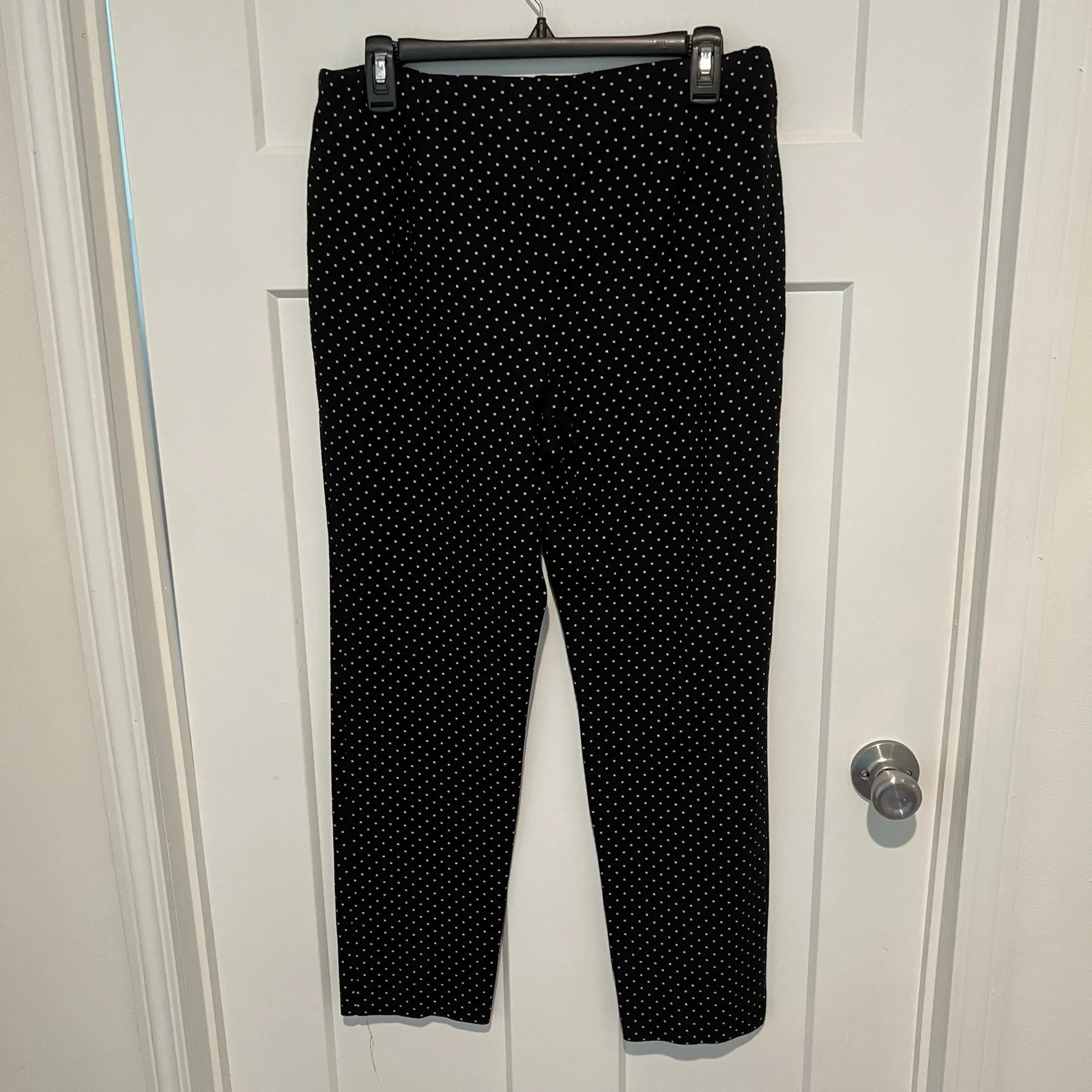 J. Jill Ponte Slim Leg  Pants Women’s size M Knit Black White polka Dots Preppy - Image 2