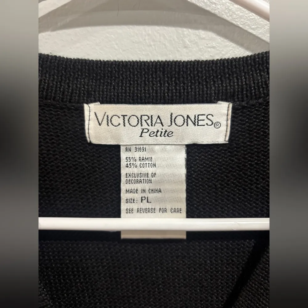 Victoria Jones Vest Black Multi Christmas Floral Embroidered Design Buttons LP Size undefined - Image 6