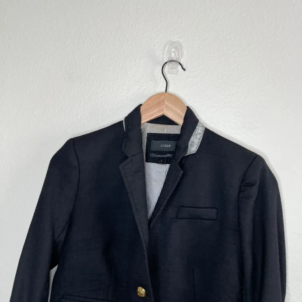 J. Crew Womens Black Preppy Wool Schoolboy Blazer Size 2 - Image 4