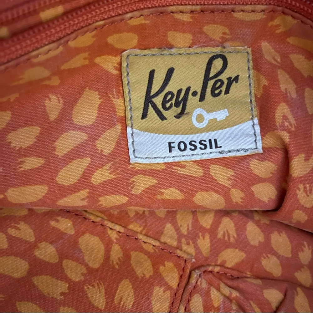 Fossil Keyper Quilted Brown Orange Nylon / Leather Tote Shoulder Bag ZB9021 READ - Image 9