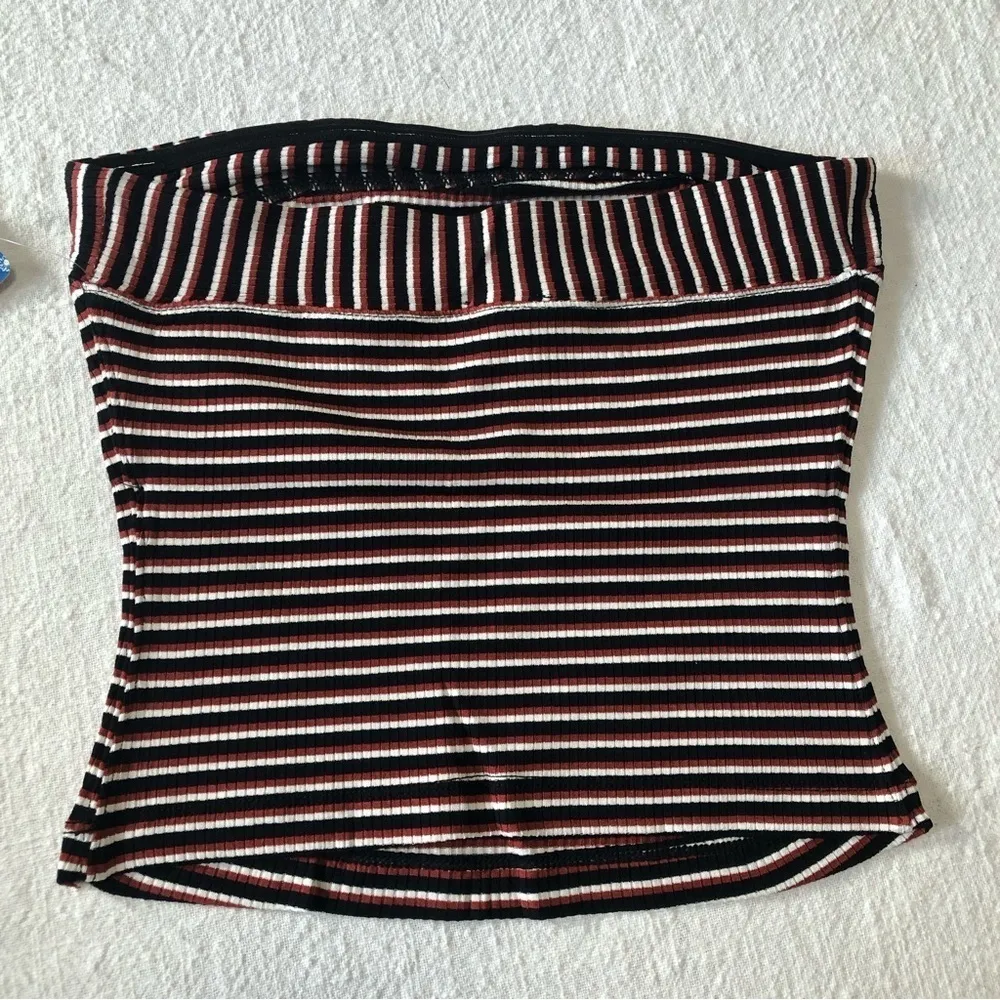 Free People Show Me Stripe Tube Top Black Canyon Combo Small New - Image 5