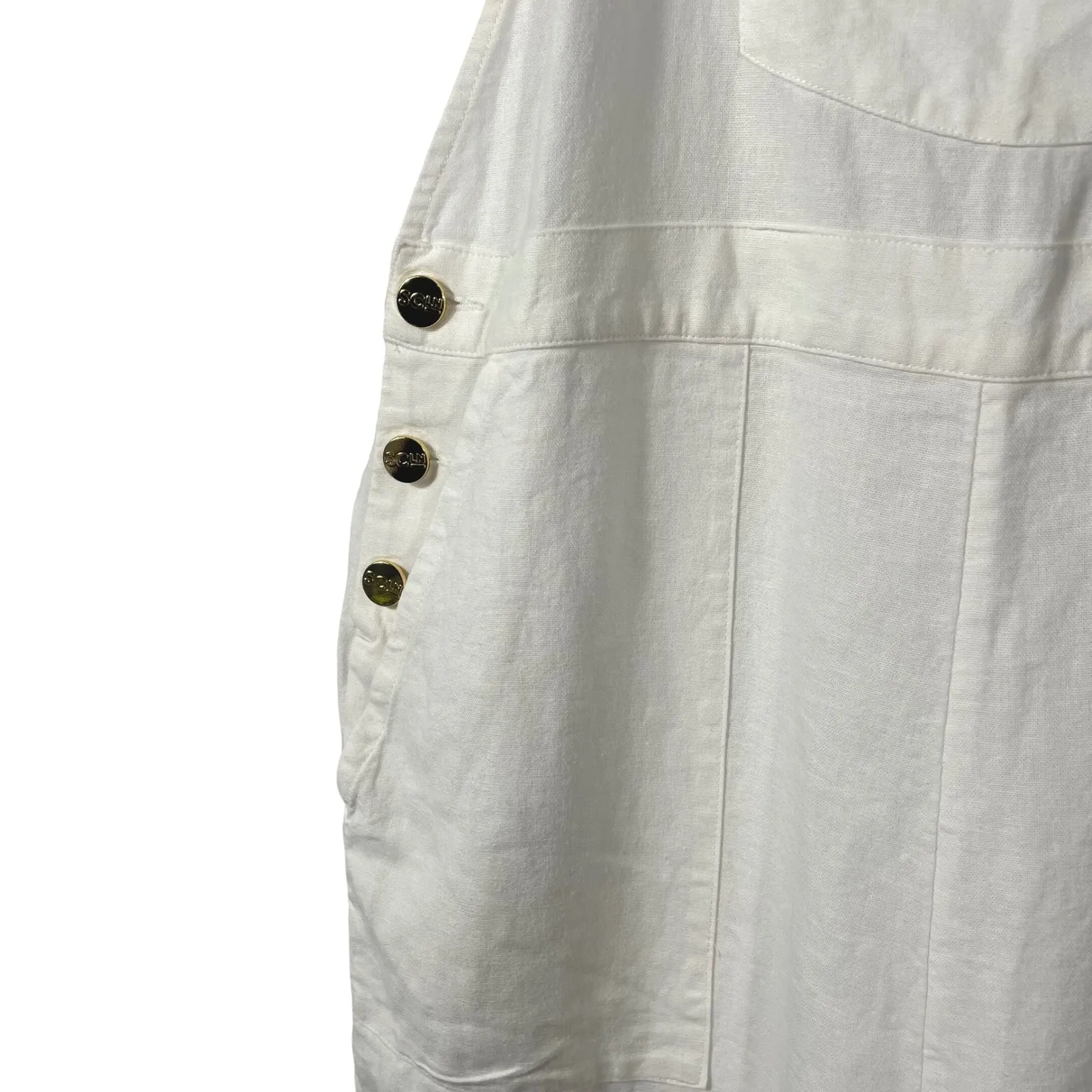Stoney Clover Lane x Target Linen Blend Overalls Women's M White Pockets - Image 9