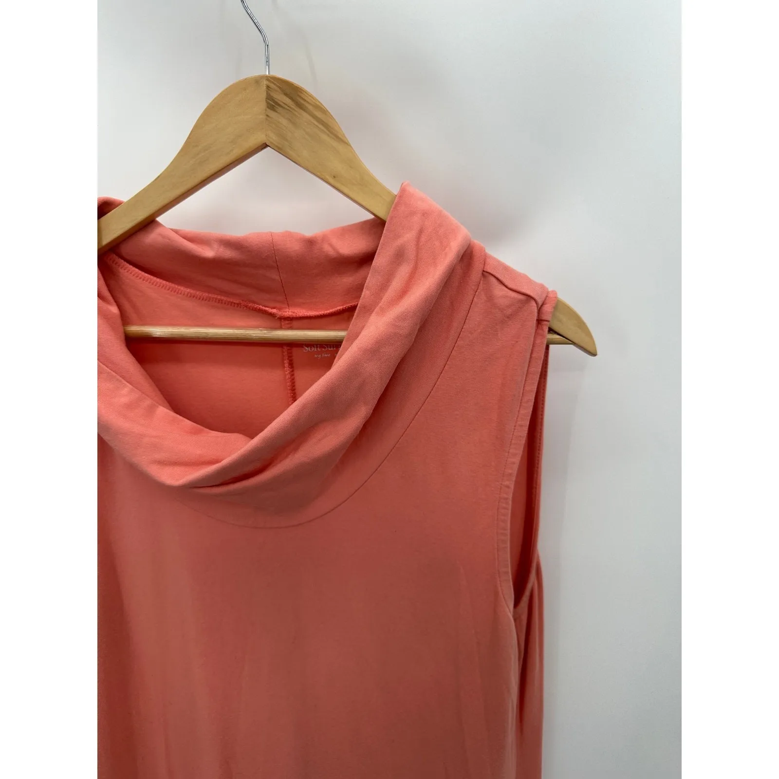 Soft Surroundings Dress Women LARGE Pink Cowl Neck Sleeveless High Low Maxi - Image 6