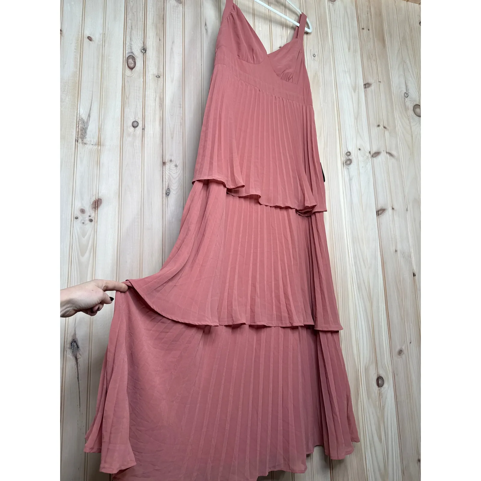 NWT Lulus Luxe Perfection Rusty Rose Pleated Tiered Backless Maxi Dress Sz XXL - Image 6