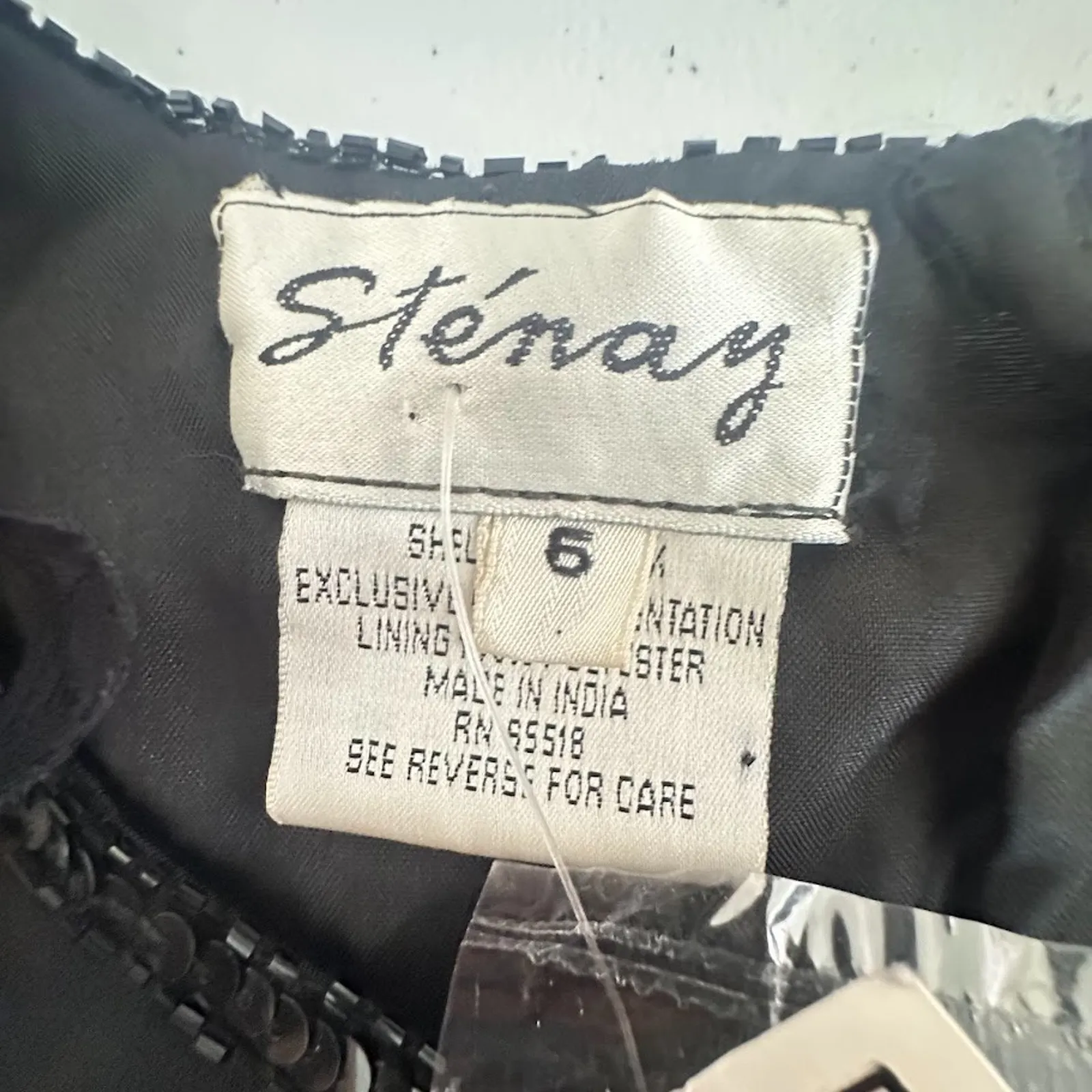 Vintage Stenay Silk Beaded Maxi Dress 6 Black Gown Cocktail Beaded Formal Party - Image 10