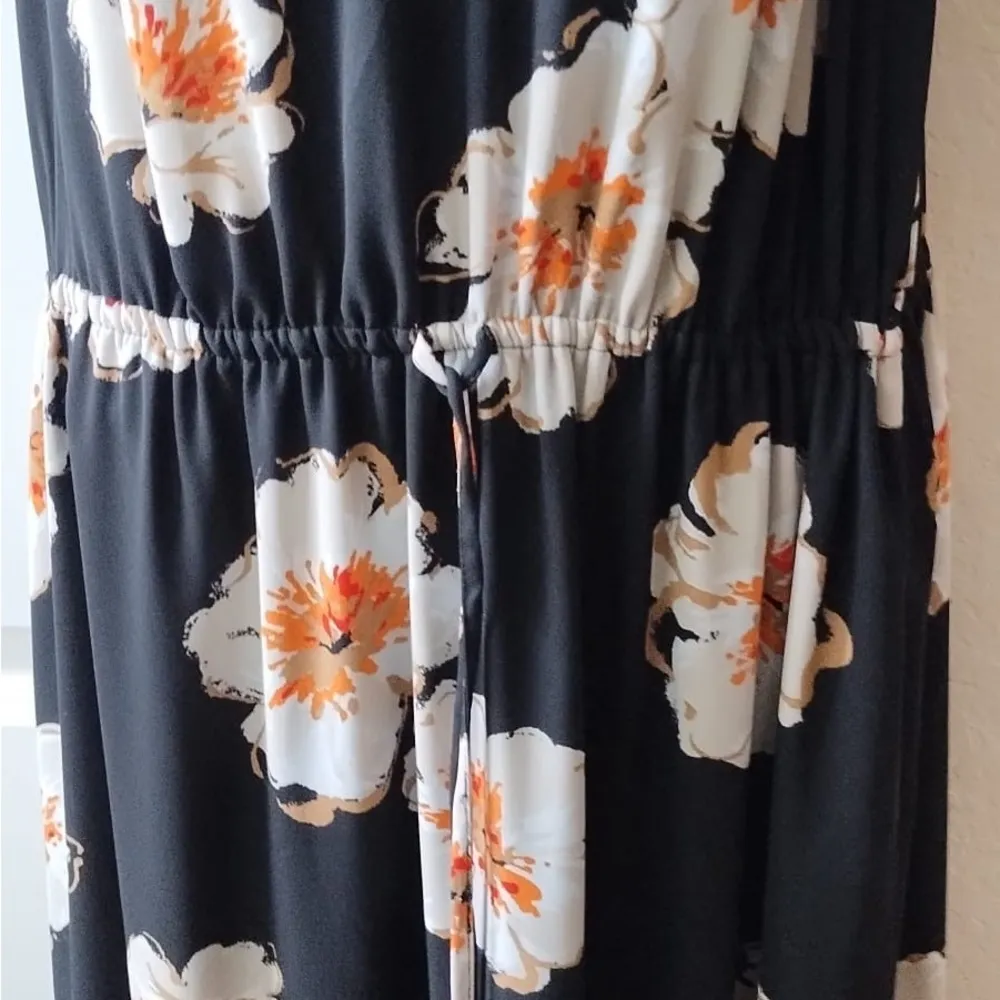 IVANKA TRUMP Women’s LONG DRESS, SPAGHETTI STRAPS, BLACK, FLORAL,TIE WAIST Sz12 - Image 5