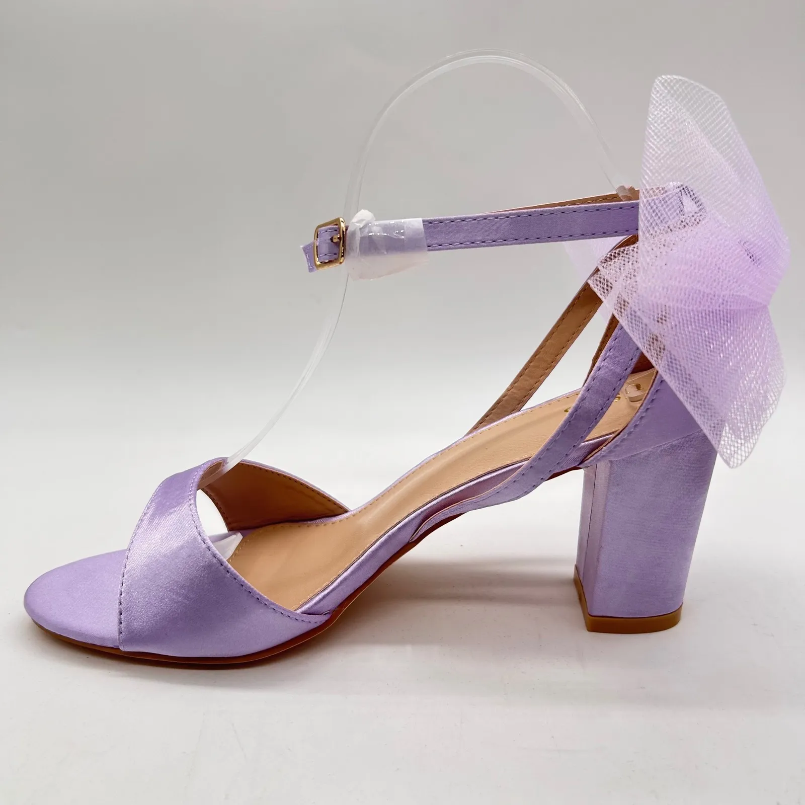 New Allegra K Purple Lilac Heels Women 9.5 Tulle Bow Ankle Strap‎ Sandals - Image 2