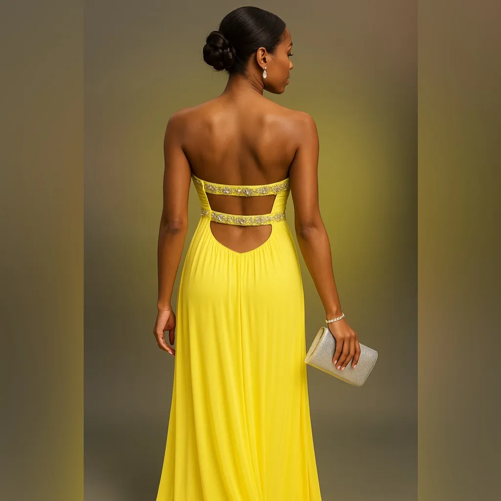 Deb Yellow Strapless Dress with Chic Appeal Size undefined - Image 2