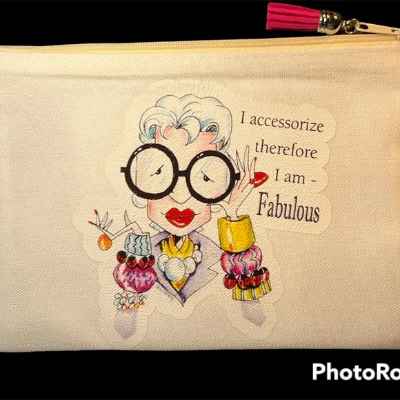 I Accessorize Therefore I Am Fabulous Zippered Canvas Bag New - Image 2