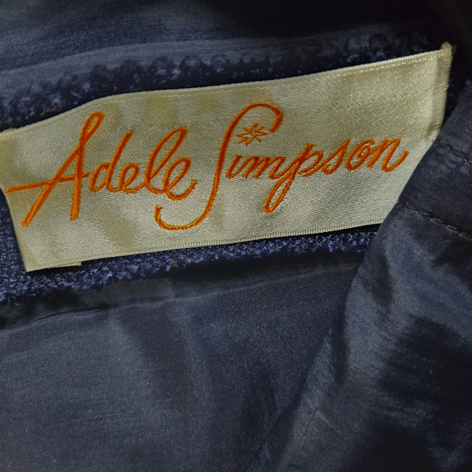 Vintage 1950s Adele Simpson Navy Blue Tweed Cape Dress Union Made Vintage Size 6 - Image 8