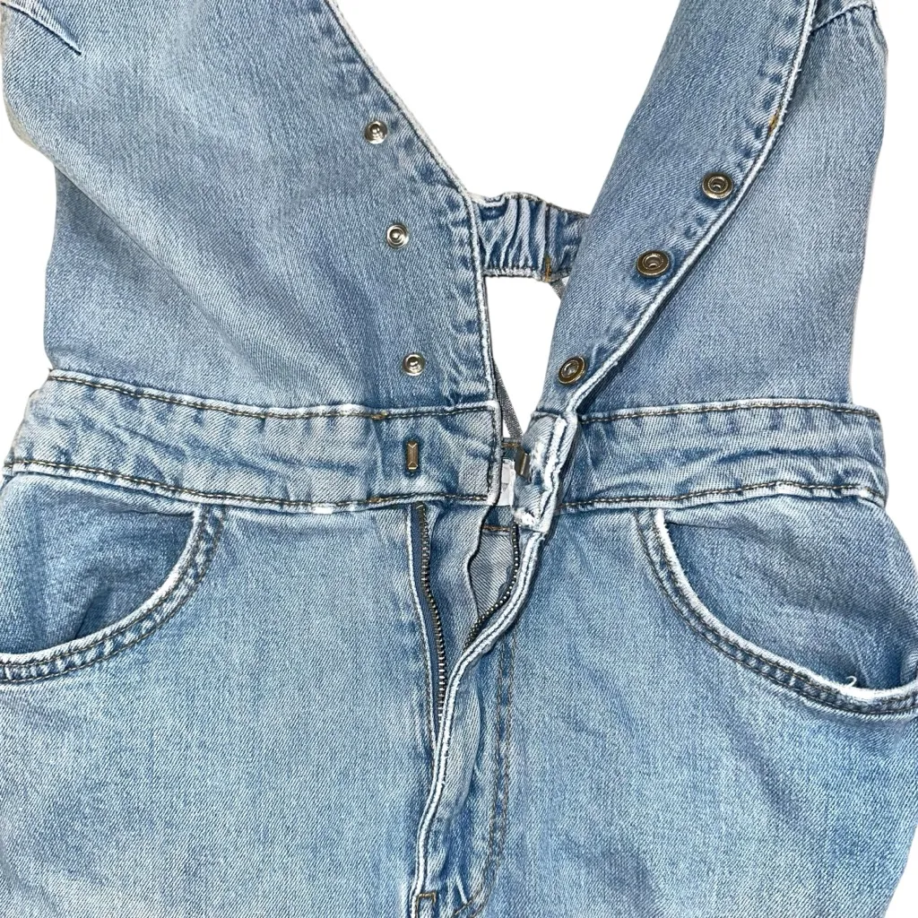 Zara Halter Denim Light Blue Straight Leg Jumpsuit SMALL - Image 6
