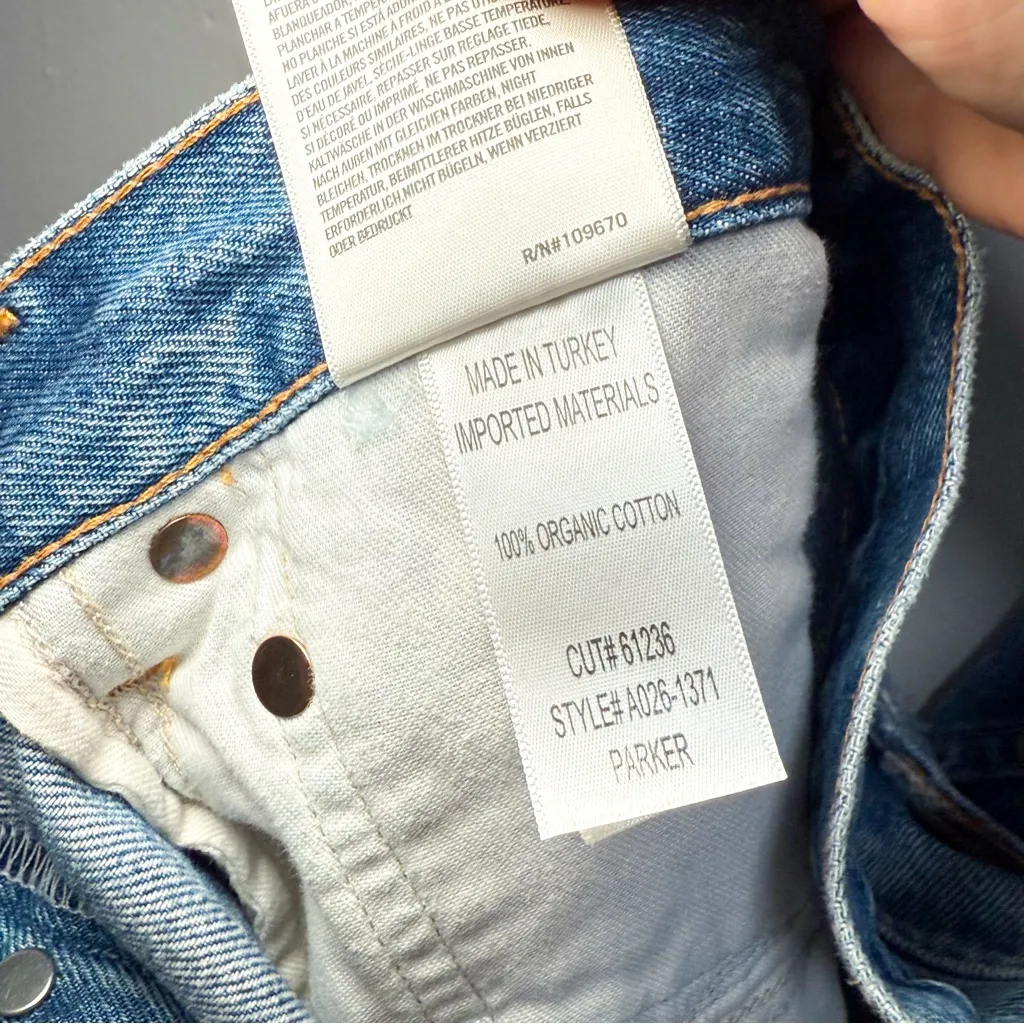 Agolde Parker denim shorts high rise distressed cutoff jean shorts western beach - Image 3