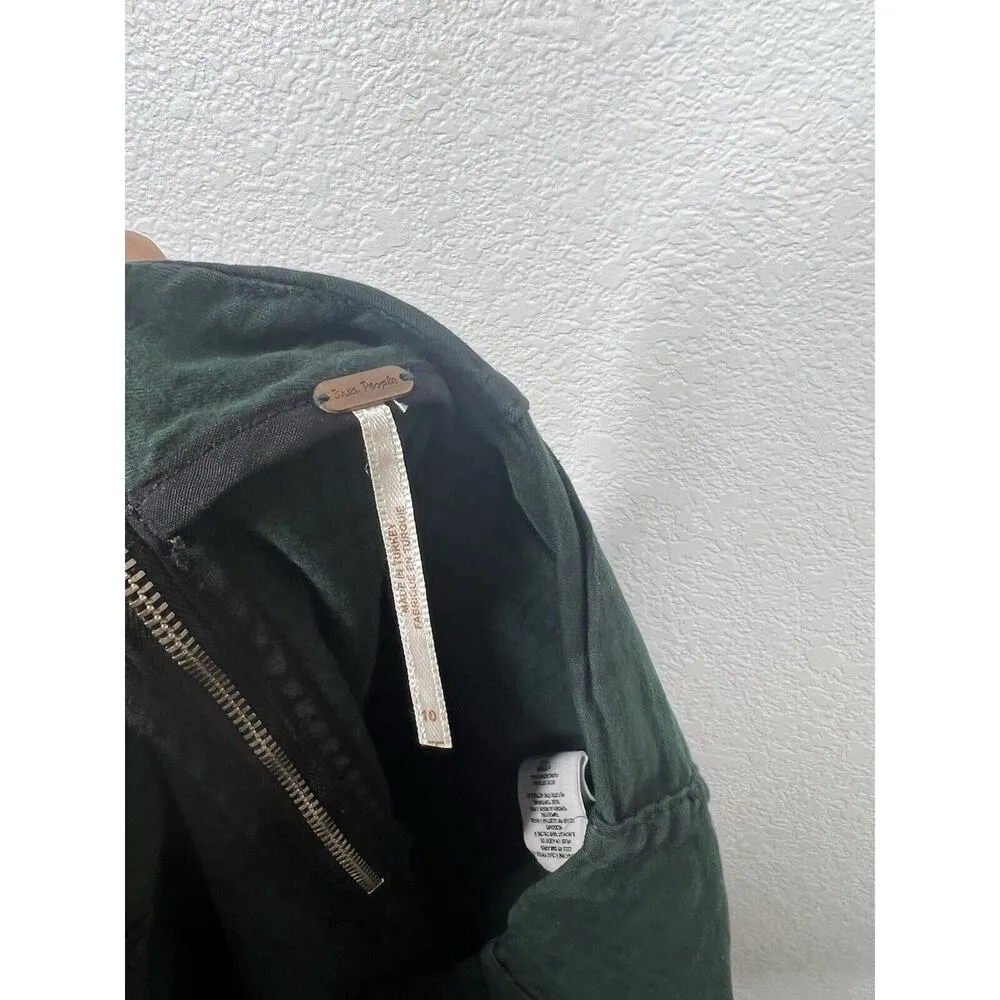 Free People Modern Femme Mini Skirt Size 10 Dark Green Plaid Dark Academia - Image 3