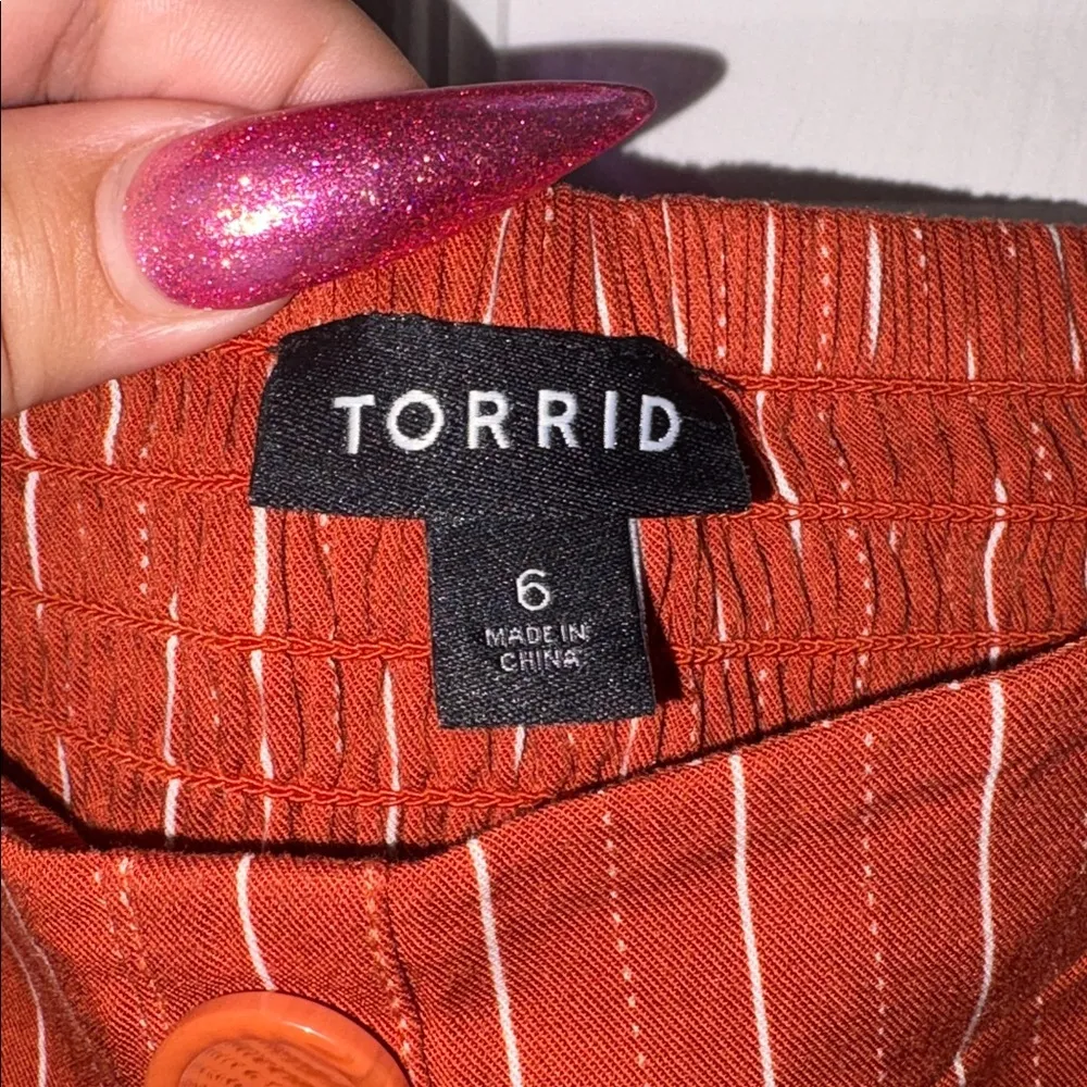 Torrid Rust Orange Stripe Challis Wide Leg Jumpsuit Size 6X - Image 6