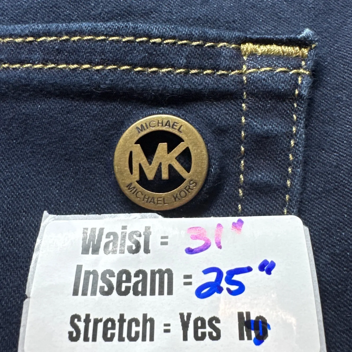 Michael Kors Women Dark Wash Stretch Denim Skinny Jeans Size 10 W 31 Inseam 25 - Image 3