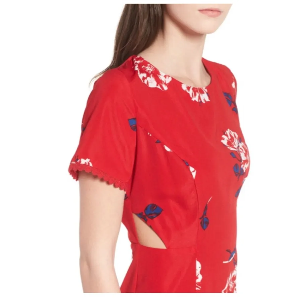 Socialite Floral Print Fit & Flare Cutout Dress New XS - Image 5