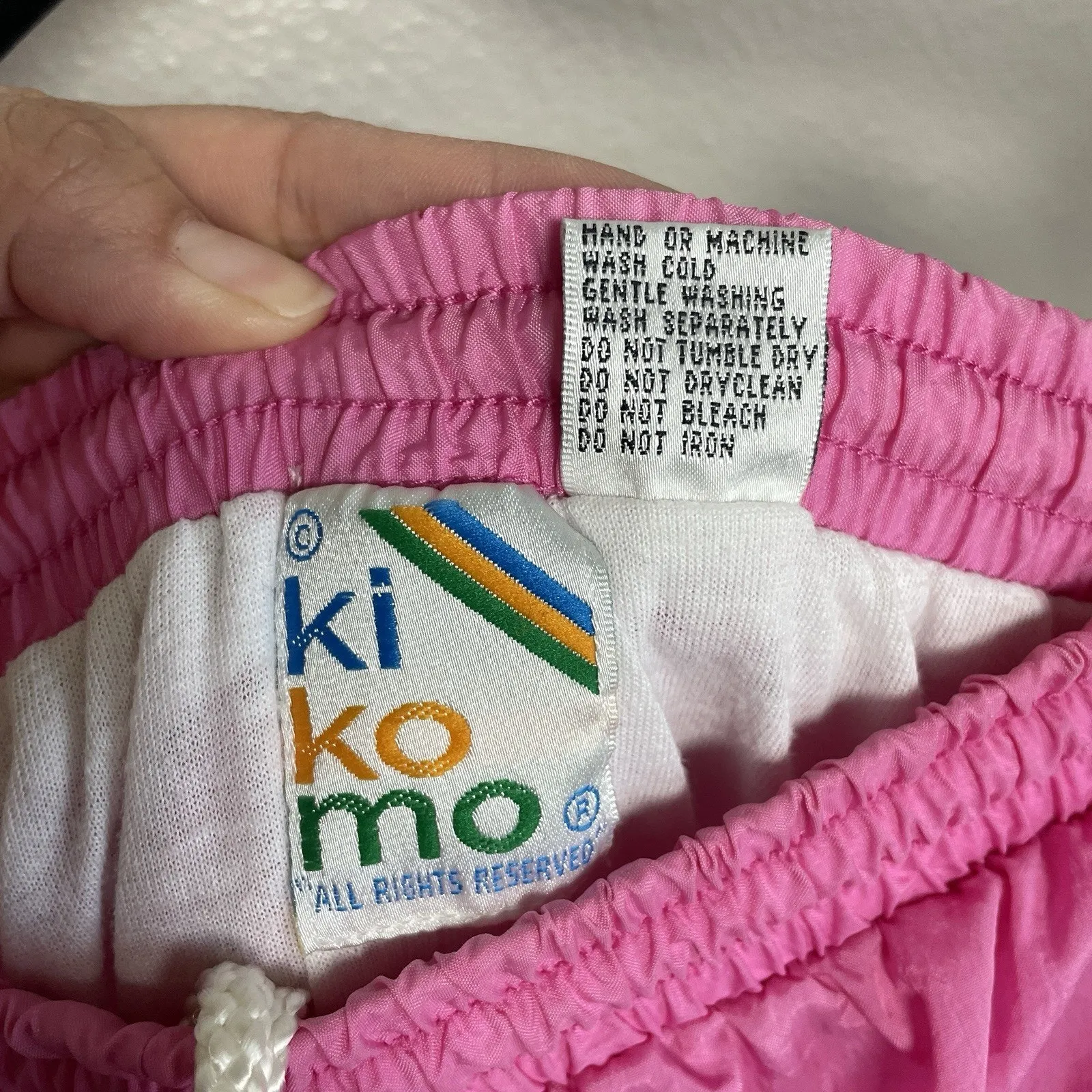 KIKOMO VTG Nylon Pants Women Medium Pink Drawstring Baggy High Rise 90s - Image 7