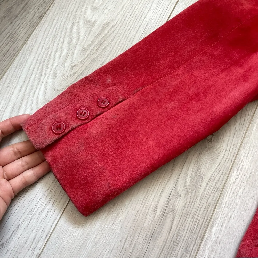 JohnPaulRichard Leather Jacket suede womens Red (size 10 petite) classic bright - Image 6