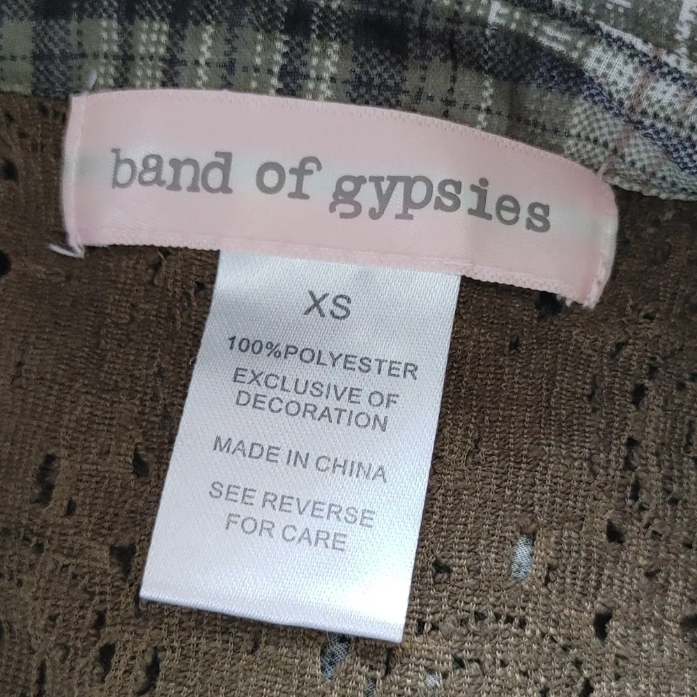 Band of Gypsies Sheer Plaid Button Down Shirt with Lace - Image 7