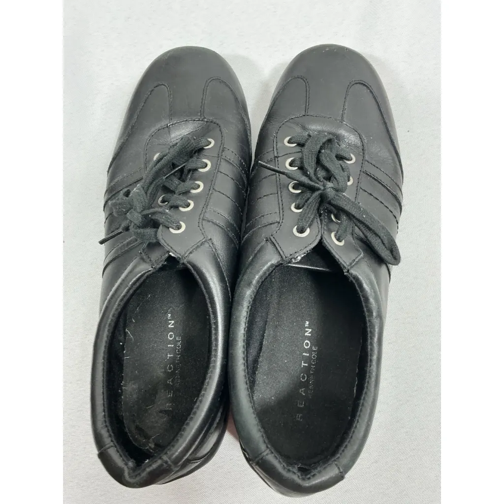 Womans Reaction Kenneth Cole Laceup Tennis Shoes 6.5 Black Leather - Image 5