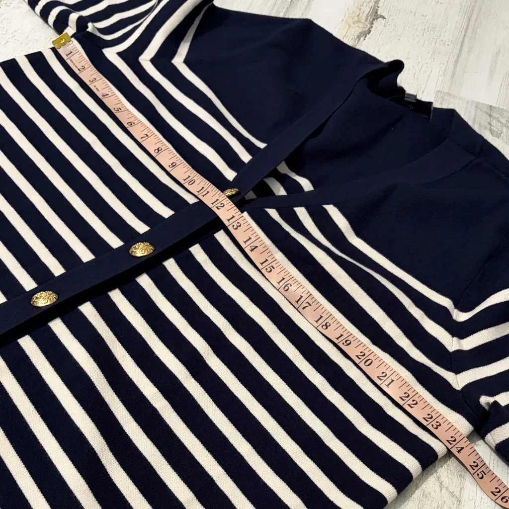 Tuckernuck Navy and White Striped Knit Liv Cardigan Size XXL - Image 8