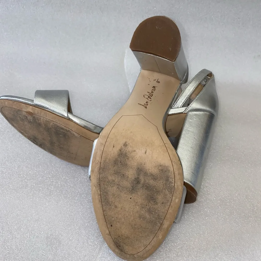 Sam Edelman Yaro Silver Leather Block Heels size 9.5 - Image 9