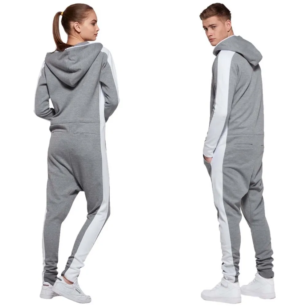 Onepiece • Racer Jumpsuit onesie navy white knit zip front loungewear unisex - Image 16