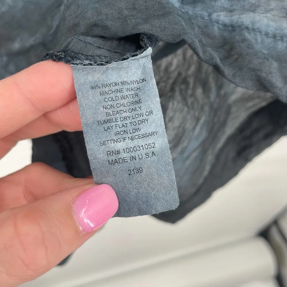 Citron Santa Monica Watercolor Ombre Lagenlook Blue Gray Tunic Swing Blouse - Image 3