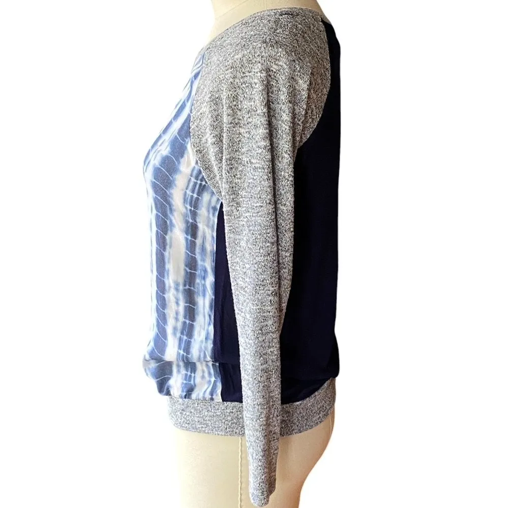 KUT FROM THE KLOTH Blue Tie Dye Jersey Top with Sweater Arms ~ Women's Size MP - Image 4