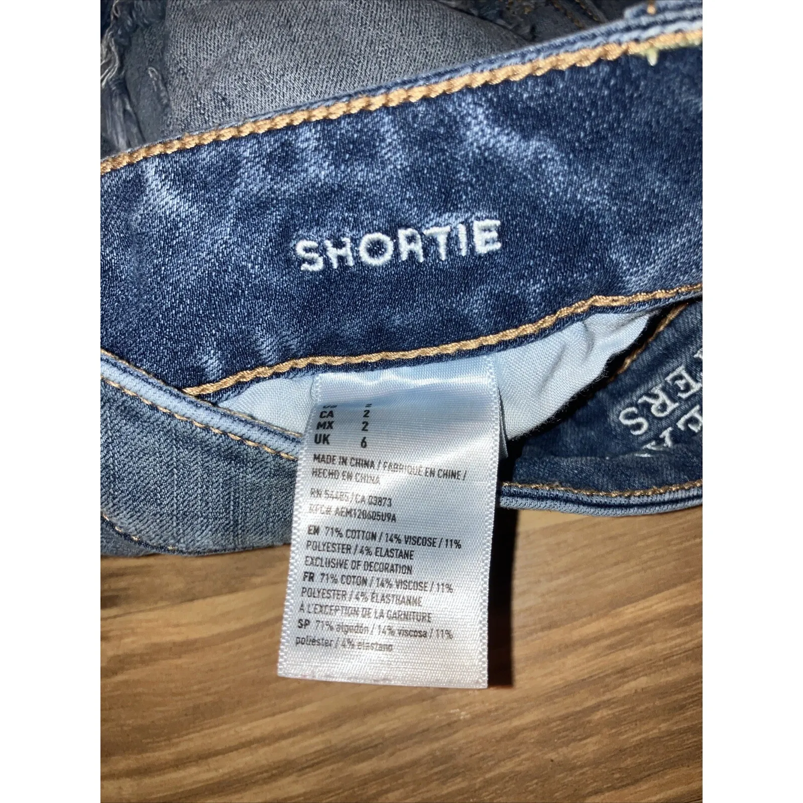 American Eagle Jean Shorts‎ Size 2 High Rise Shortie lot of 2 Blue - Image 8