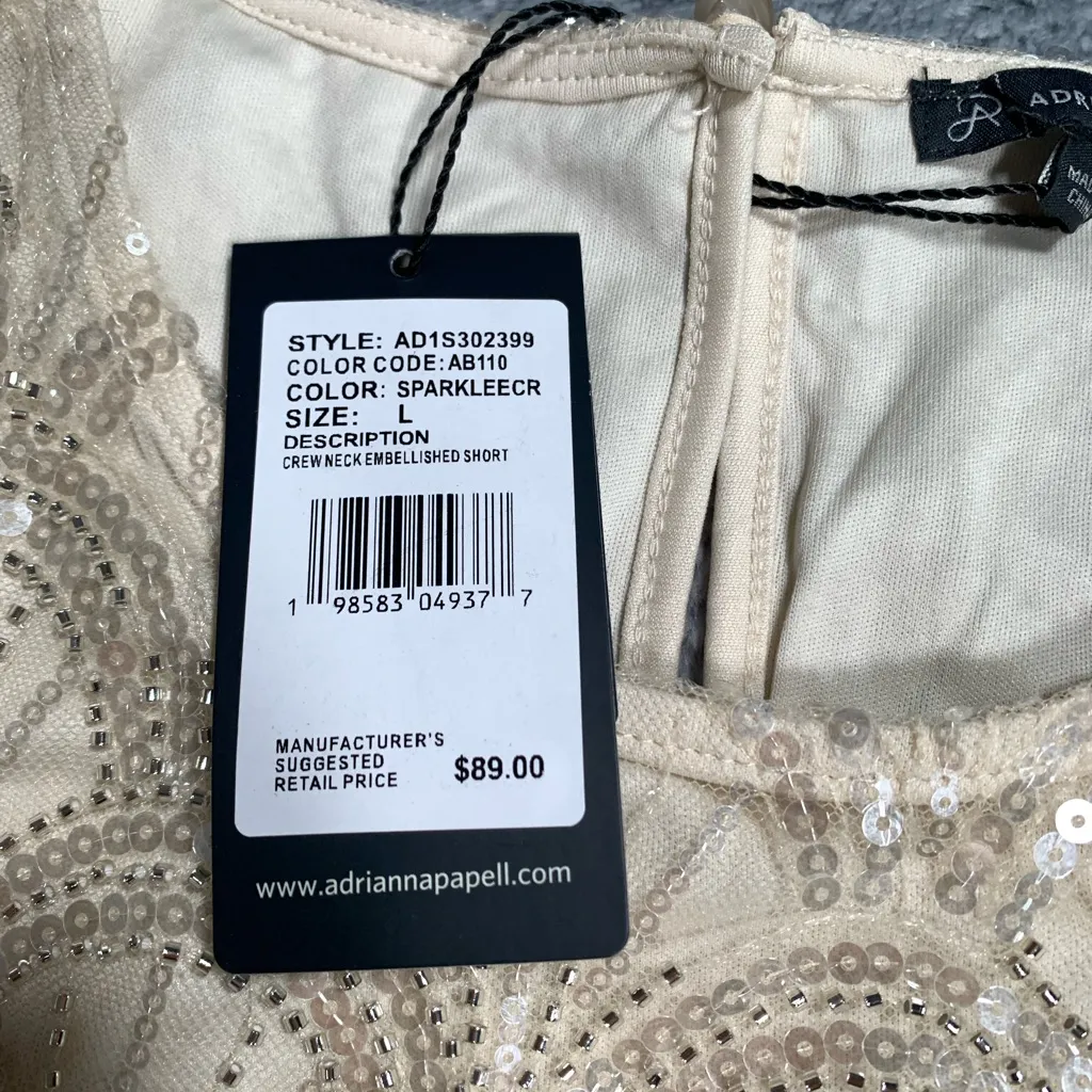 Adrianna Papell Cream Sequin Blouse NWT - Image 5