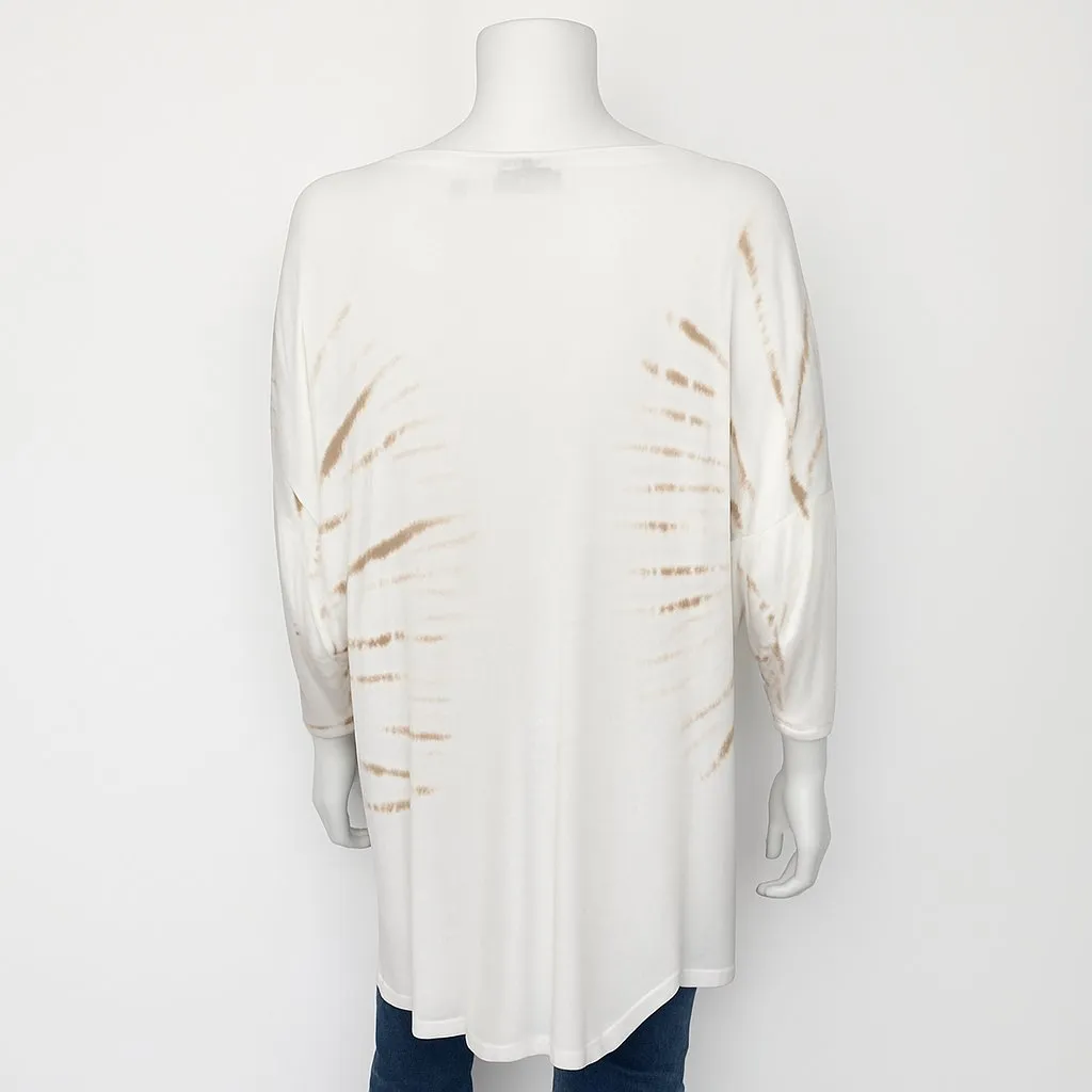 525 America Tan Beige Tie Dye Dolman Knit Top Size M Boho Oversized Lightweight White - Image 4