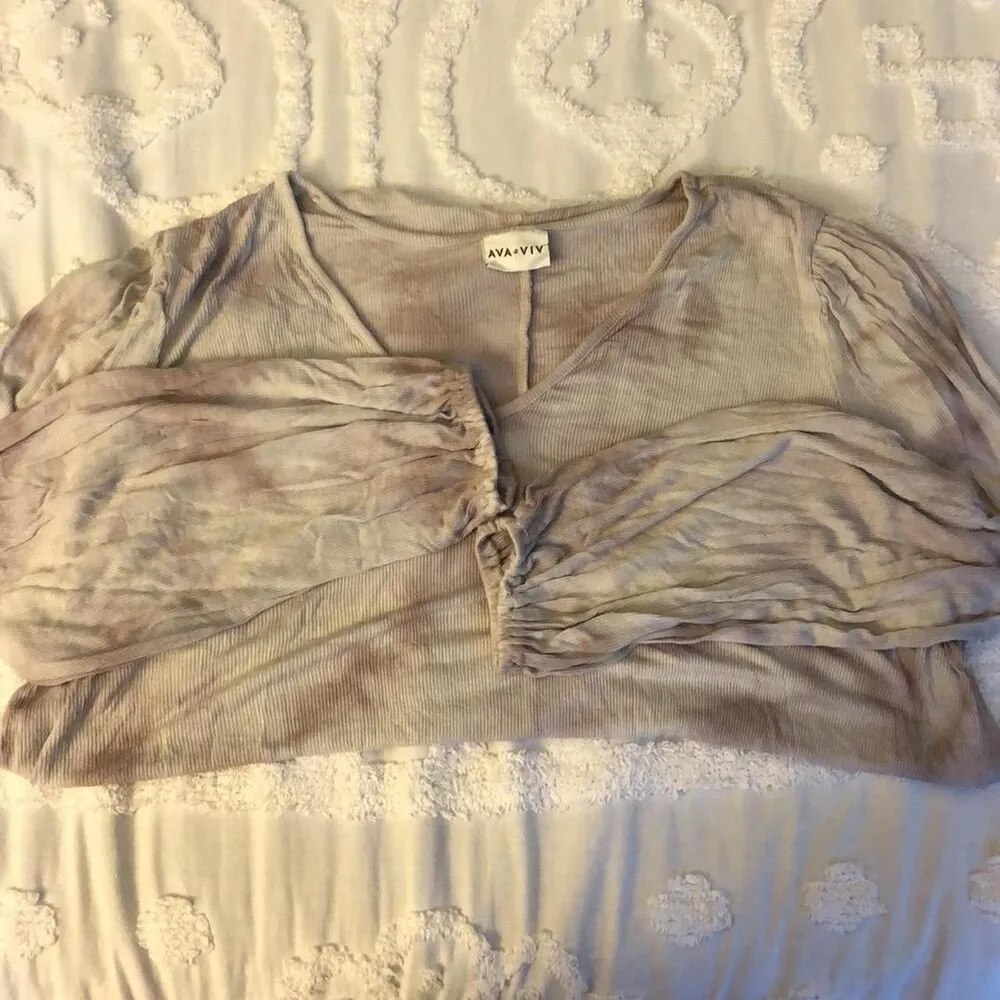 Ava & Viv Plus Size  Light Purple Ribbed Long Sleeve Shirt 3X - Image 5