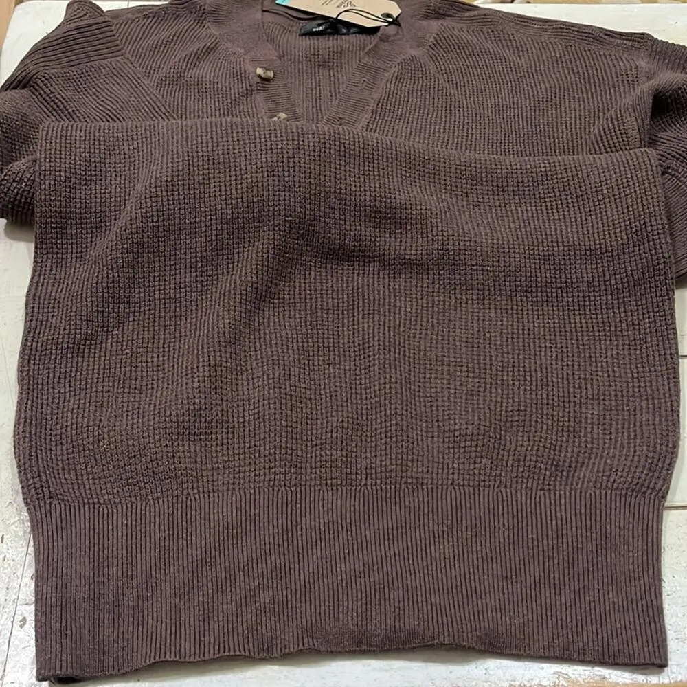 prAna Womens Milani Henley Dress Clove Small Organic Sweater Waffle Knit - Image 5