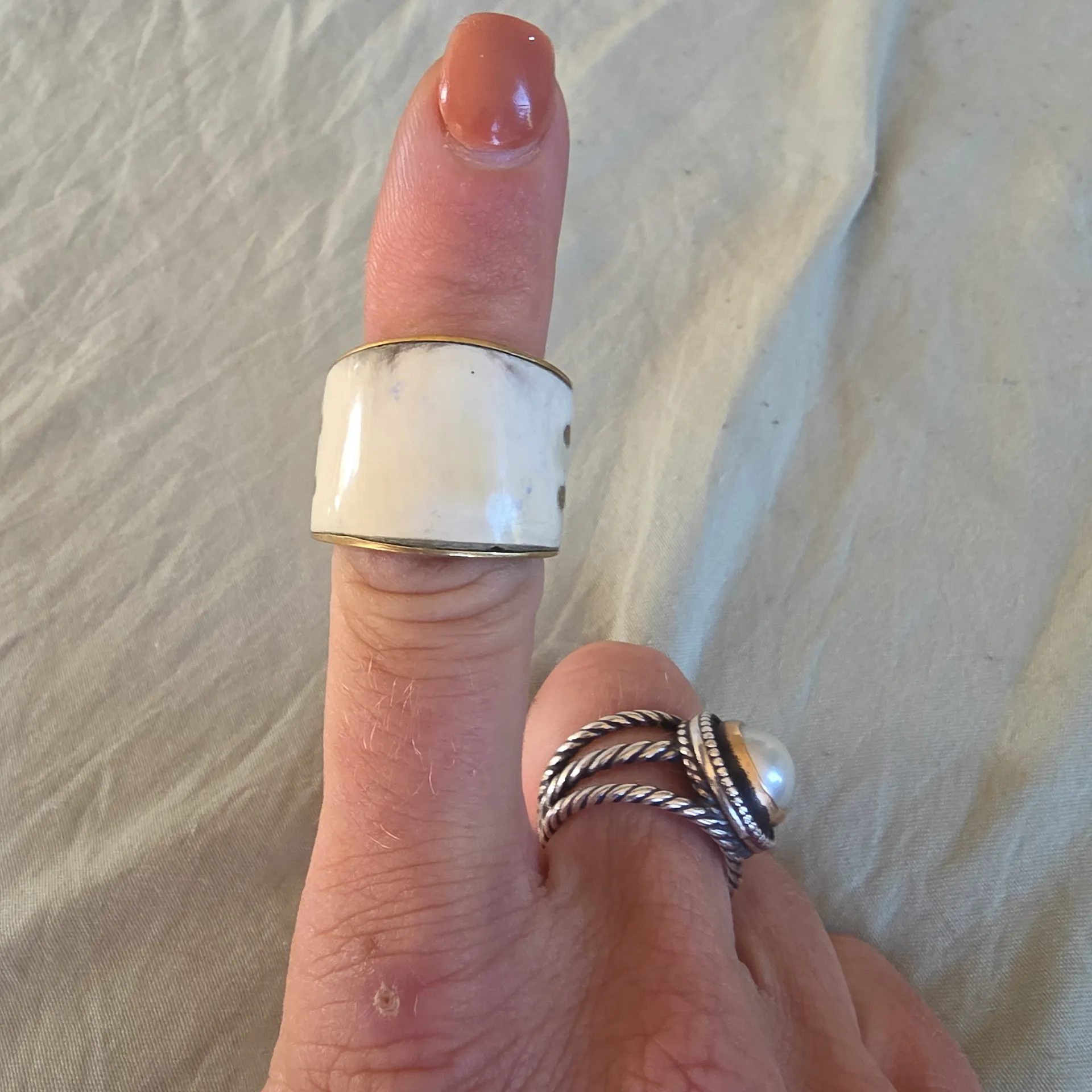 SOKO Sana Horn Brass Band Ring 7 8 Natural Gold - Image 2