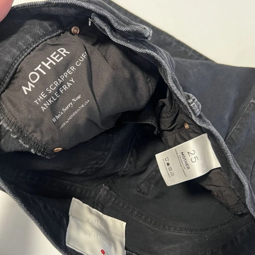 Mother Superior Sz 25 The Scrapper Cuff Ankle Fray Blackwashed Jeans - Image 7