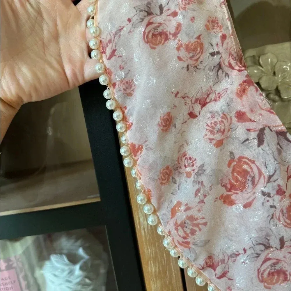 La Maison Talulah midi gown pearls Dress black tie wedding gala floral beaded Pink Size 4 - Image 5