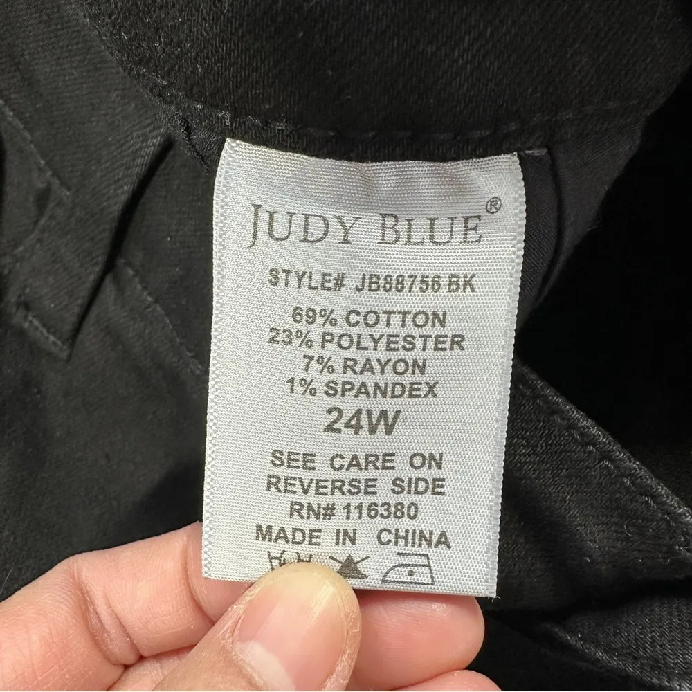 Judy Blue Slim Fit Gracie-James Black Beauty Jean Stretch Mid Rise Plus Size 24W - Image 10