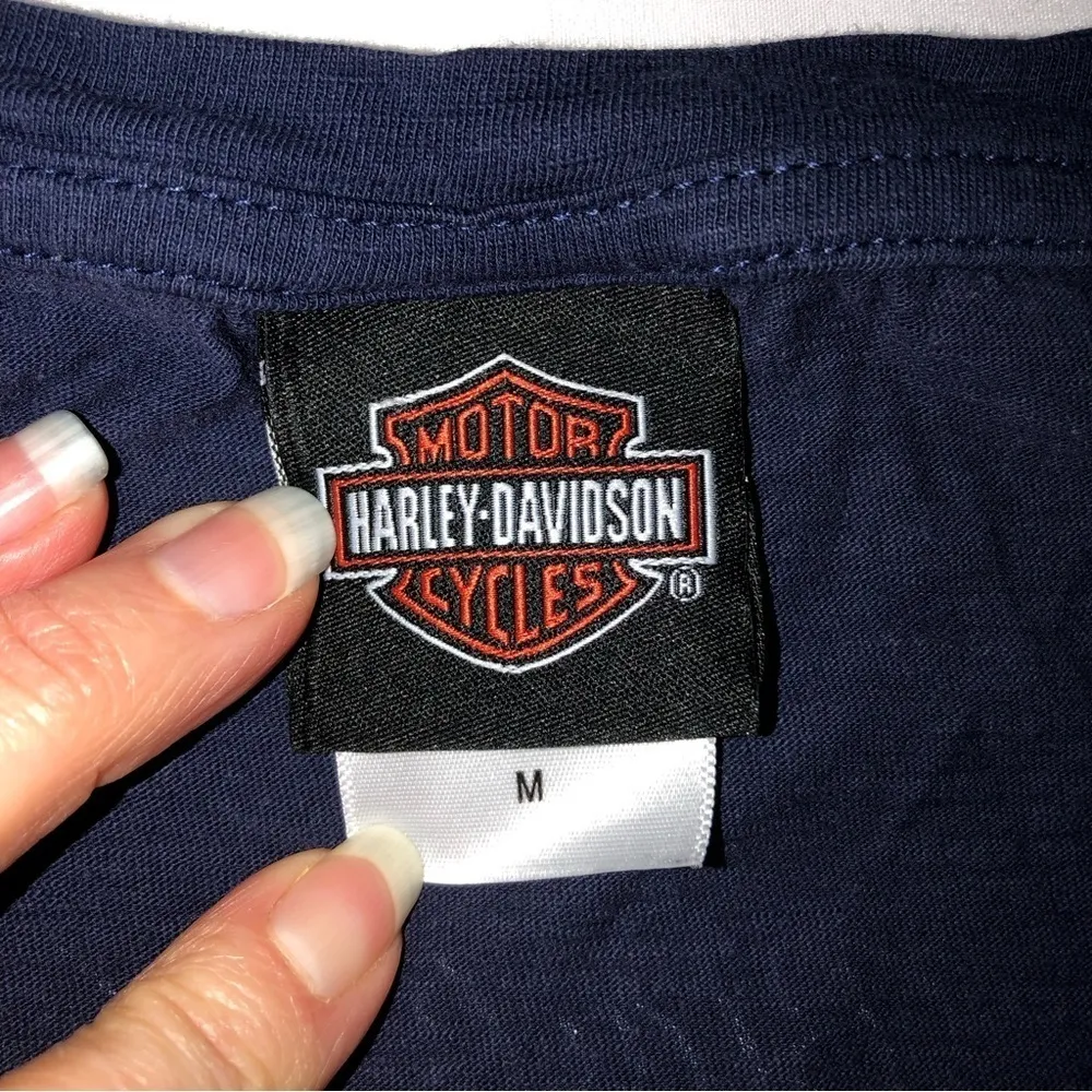 Harley Davidson Black Hills Blue Studded Womens Top Shirt Short Sleeves Sturgis - Image 4