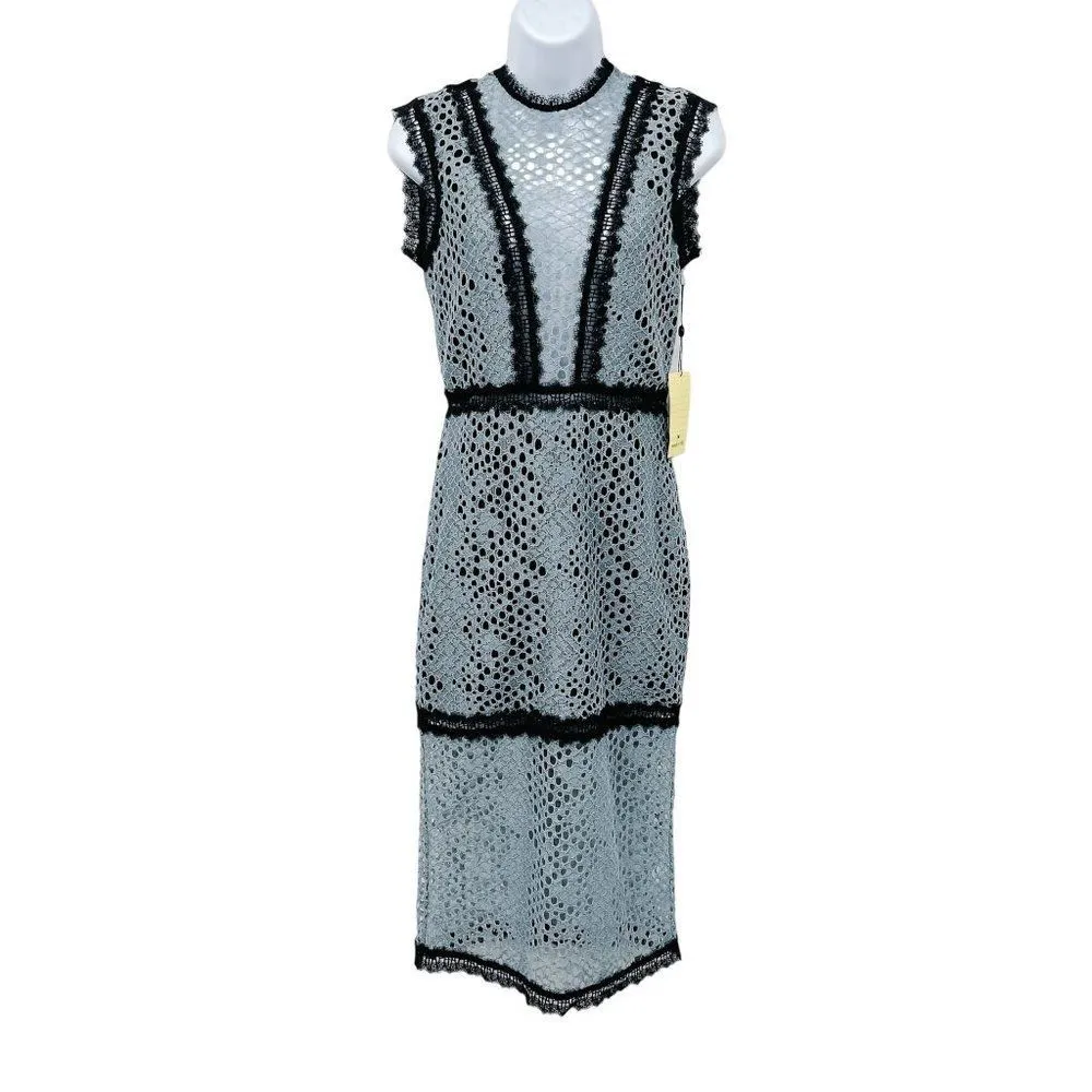 NEW Alexis Donatello Lace Crochet Sheath Midi Dress High Neck Sleeveless Small - Image 63