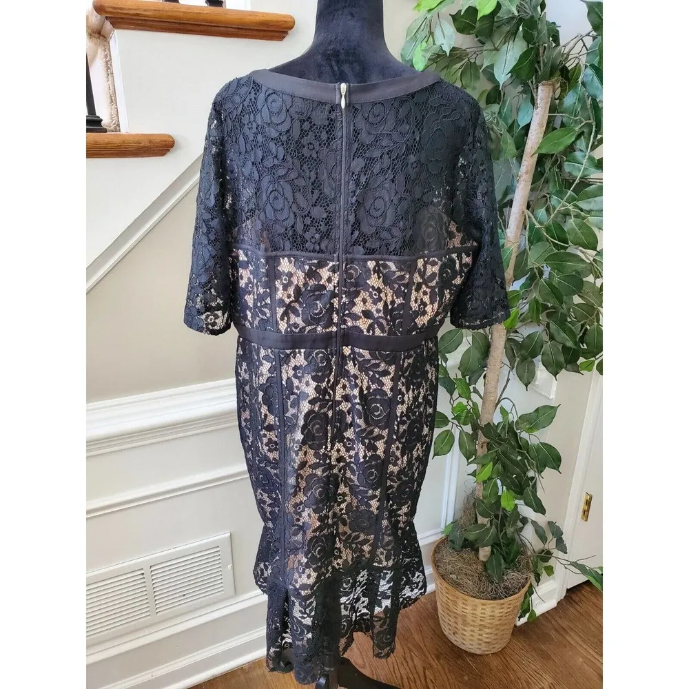 Paper Dolls Women Black Cotton Round Neck Long Sleeve Knee Length Dress Size 18 - Image 8