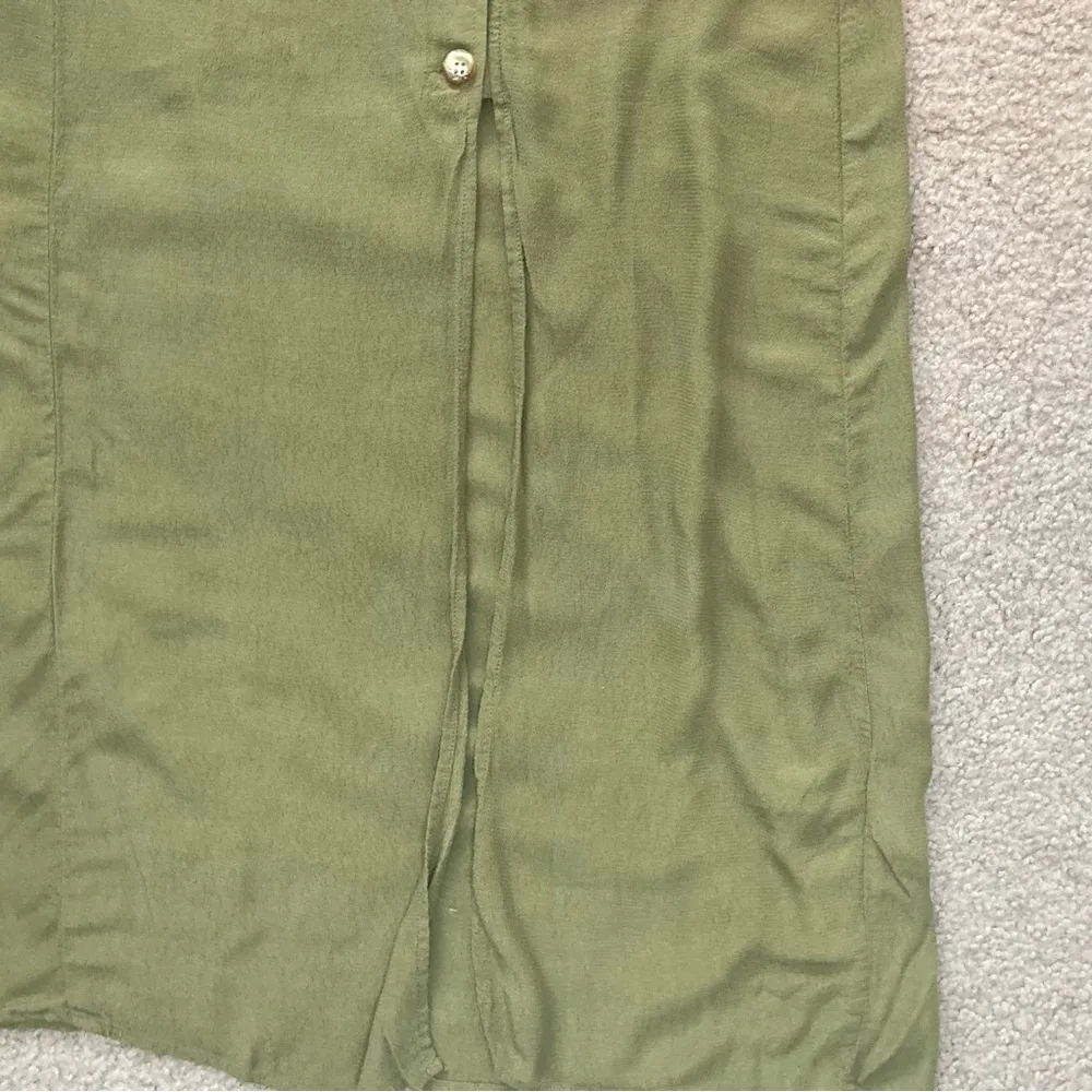 Urban Outfitters Natalia Side Slit Button Up Midi Skirt Size Small Olive Green - Image 6