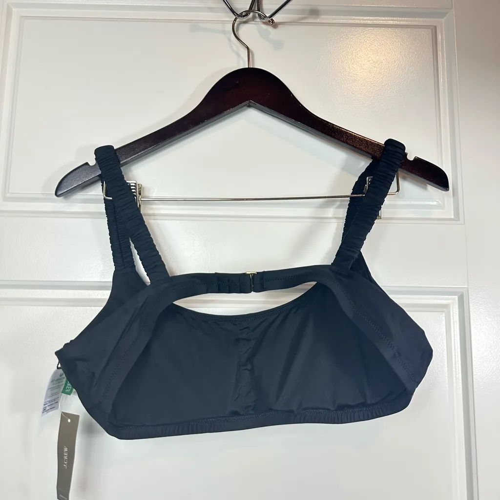 J. Crew Scrunchie-strap squareneck bikini top classic black size XL NWT - Image 3