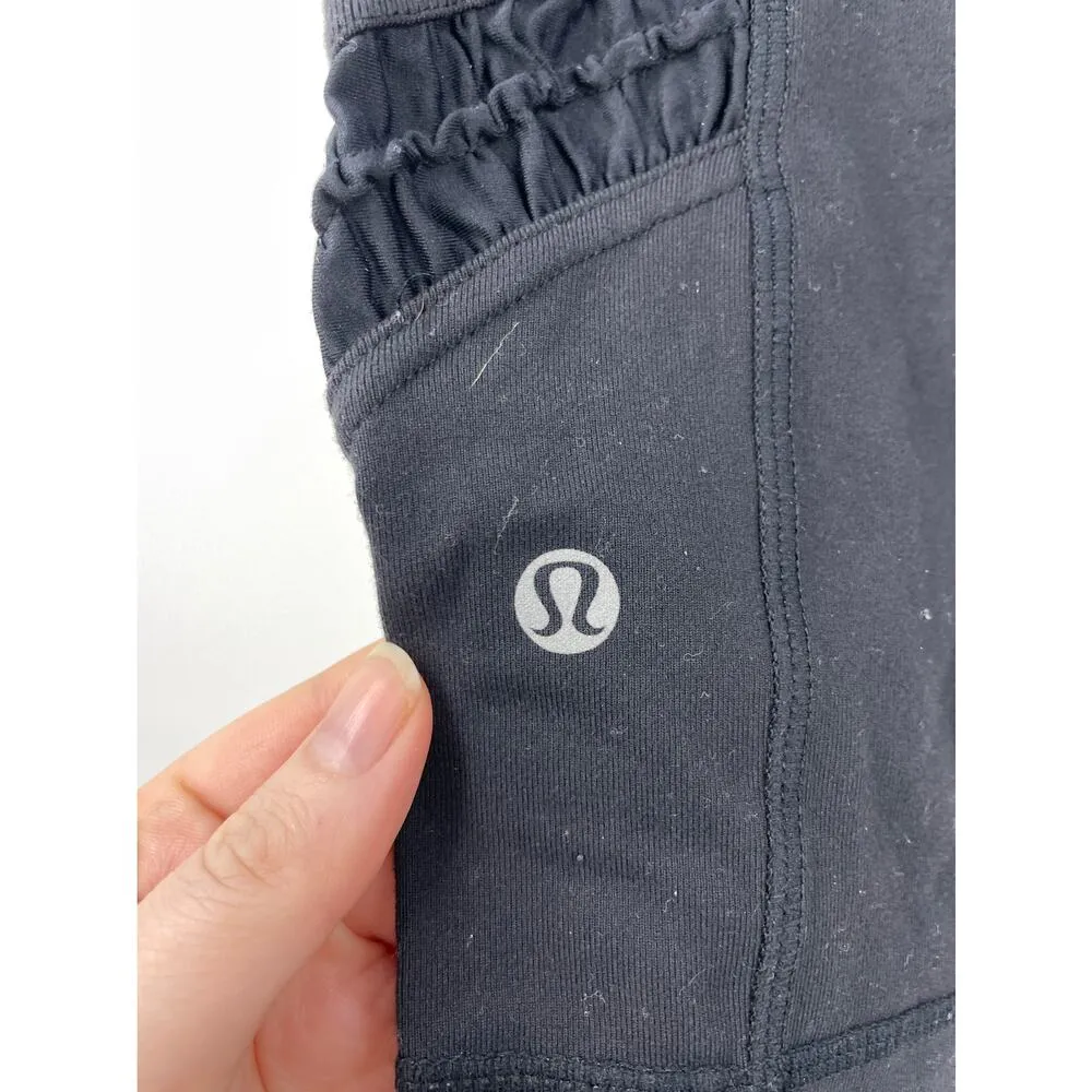 Lululemon Leggings Womens 6 Crop Pants Black Ruched Ruffle Hem Yoga - Image 4