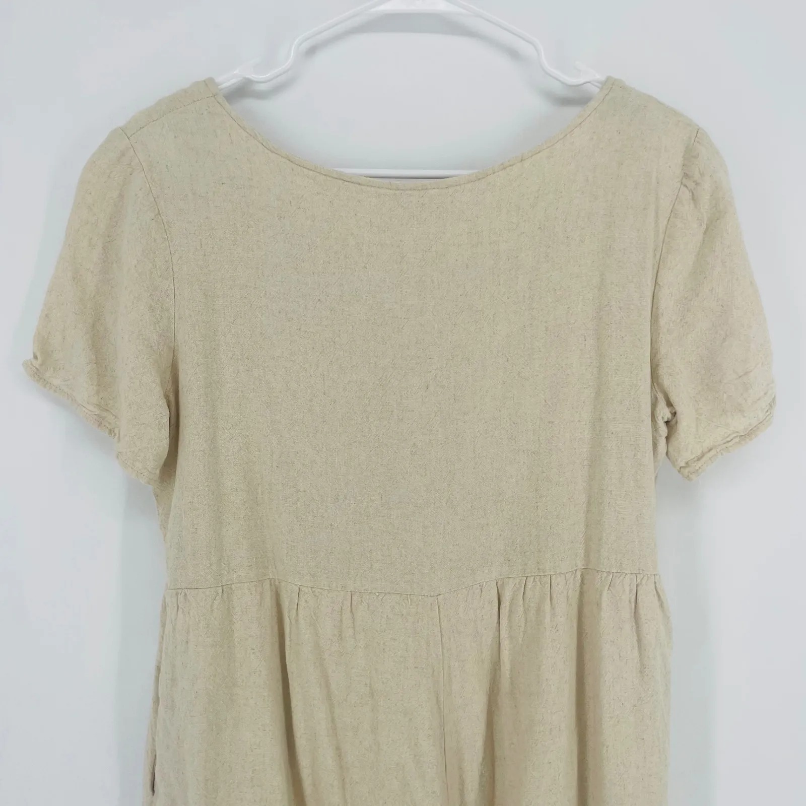 Wishlist Apparel Linen Blend Button Front Romper Shorts Beige Size L Tan Size L - Image 9