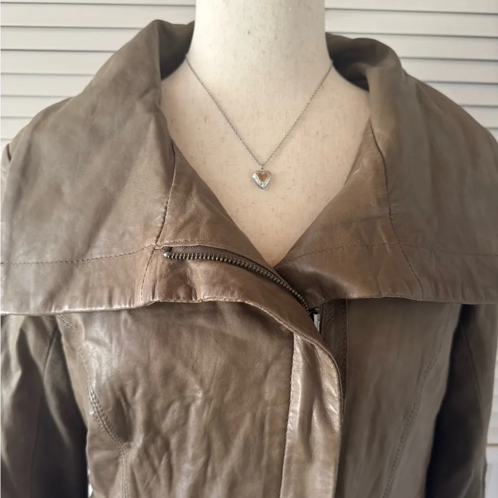 Velvet Heart Light Brown Pleather Zip Up Jacket (NWT) - Image 3