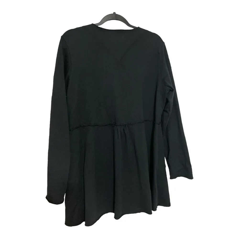 Soft Surroundings Black Raw Edge Cotton
Long sweater jacket Sz LRG - Image 3