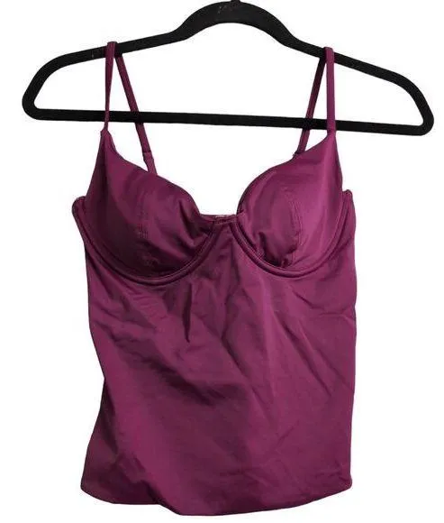 Andie Canary Tank Top Tankini Plum Purple Swimwear Bathing Suit Underwire S New - Image 1