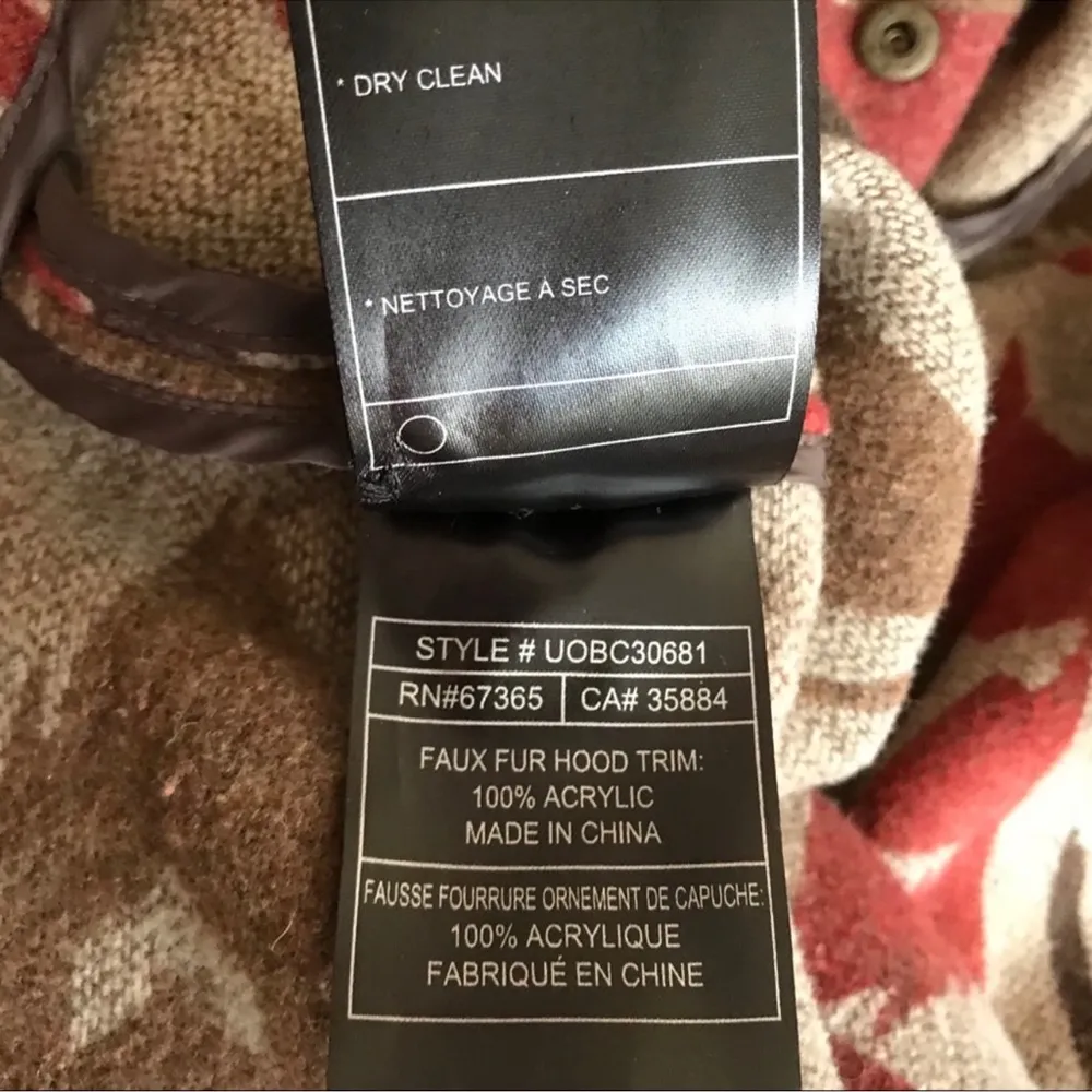 Staring at Stars Jacket Small Parka Hooded Faux Fur Coat Tribal Southwest Aztec - Image 8